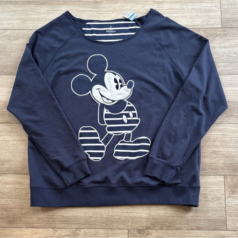 Disney Parks Mickey‎ Mouse Blue Lightweight Sweatshirt Womens XXL Nautical